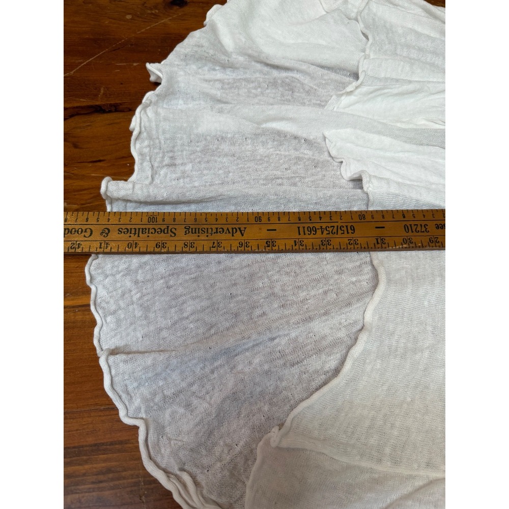 Avalin White 100% Linen Sleeveless Open Front Longline Flared Knit Vest Large - Picture 5 of 6